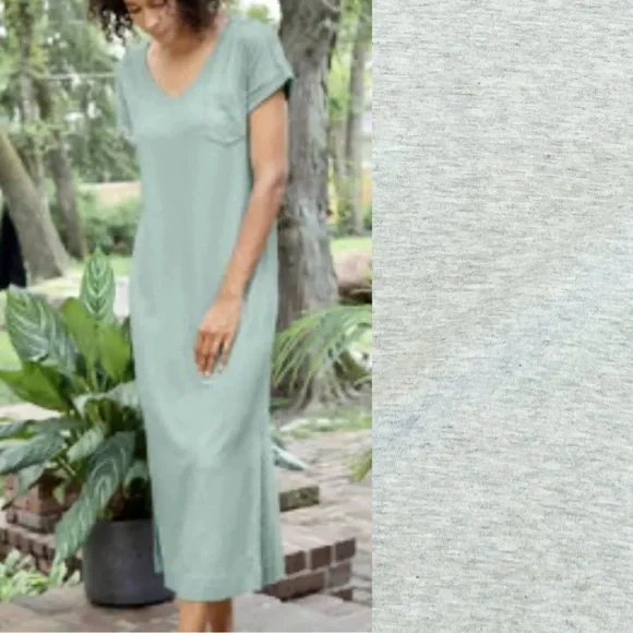 Peruvian Connection Malibu Cotton Modal Jersey Knit Maxi T-Shirt Dress: Seafoam - Picture 5 of 9